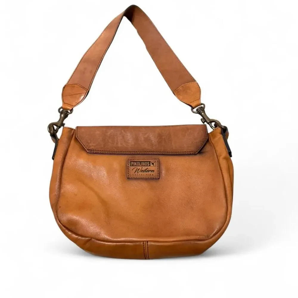 Pikolinos Women's Western Style Brown Genuine Leather Crossbody Bag Cowgirl Boho - Picture 2 of 7